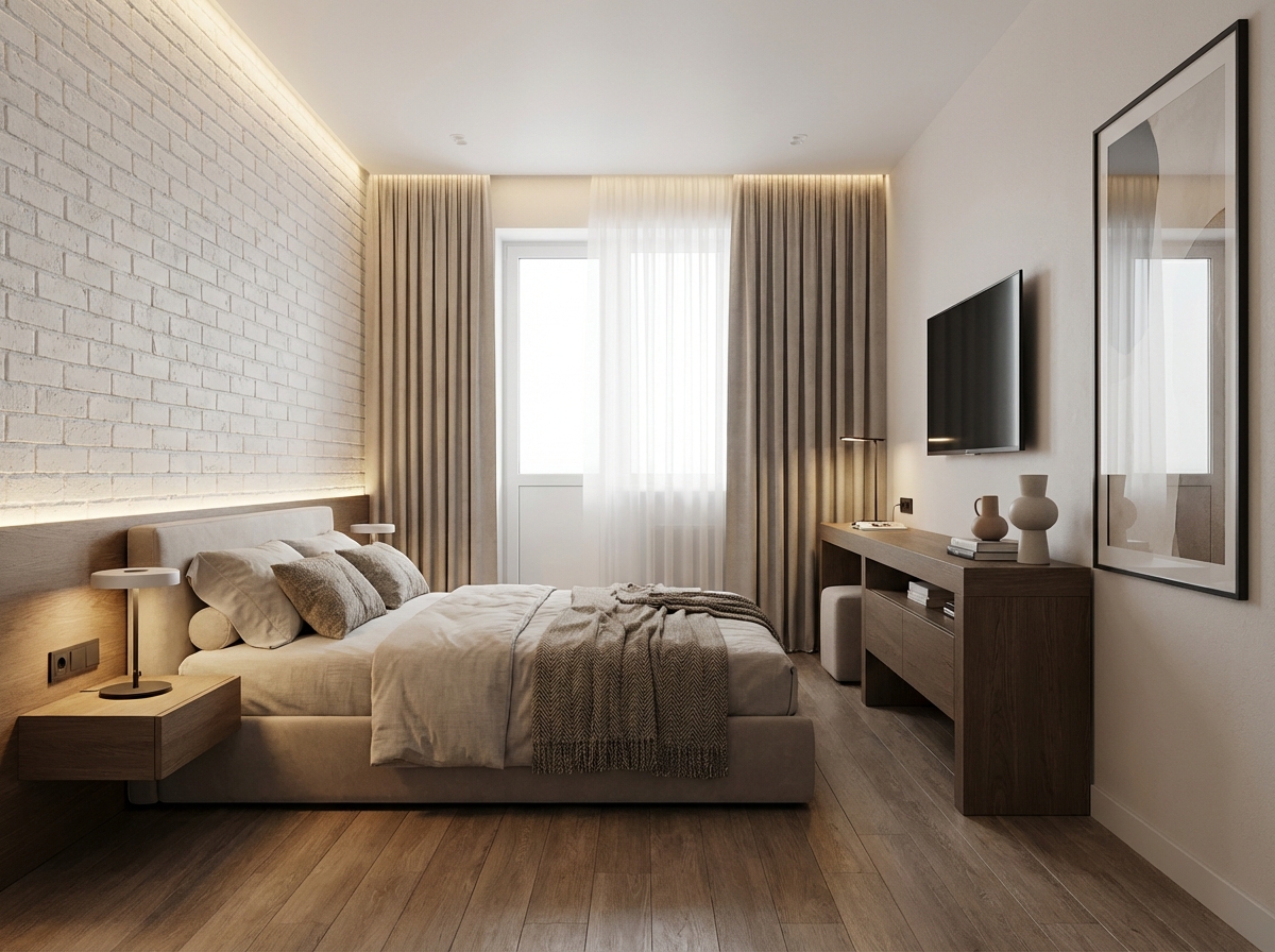 Дизайн спальни в стиле Минимализм — фото интерьера от нейросети RoomGPT