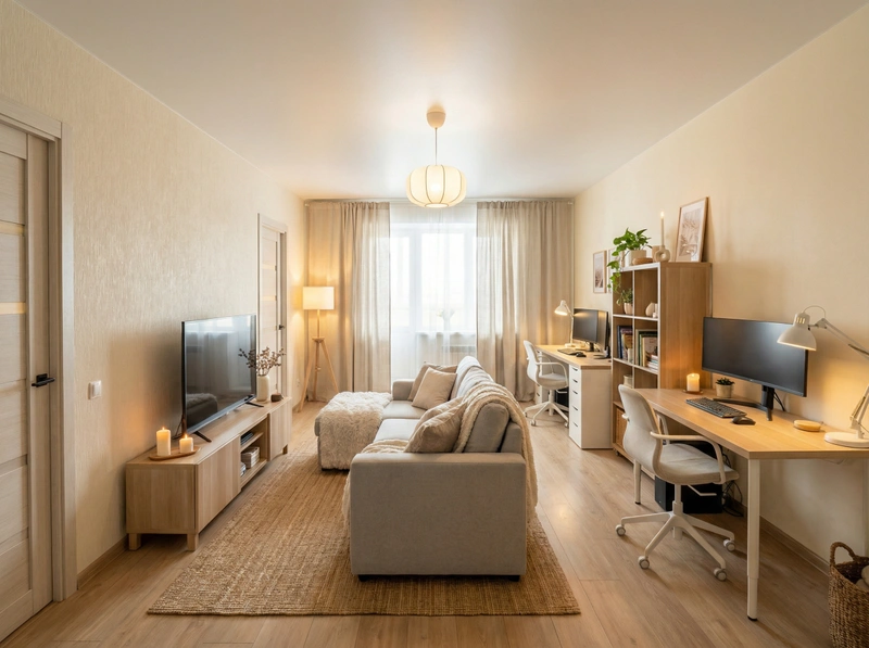 Дизайн интерьера в стиле Хюгге — Гостиная от нейросети RoomGPT