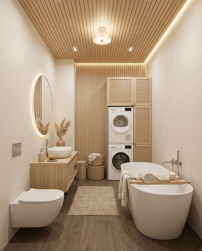 Дизайн ванной в стиле Хюгге — фото интерьера от нейросети RoomGPT