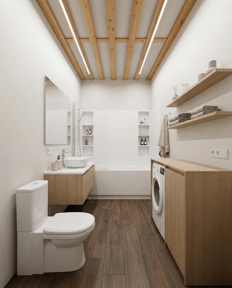 Дизайн ванной в стиле Сканди — фото интерьера от нейросети RoomGPT