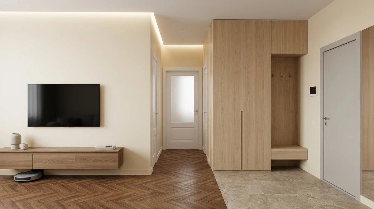 Дизайн интерьера в стиле Минимализм — Гостиная от нейросети RoomGPT
