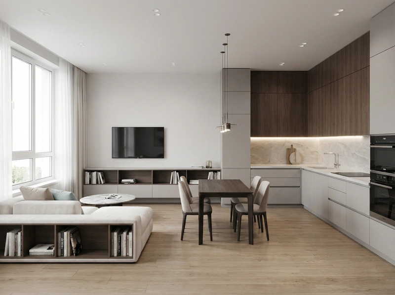 Дизайн интерьера в стиле Контемпорари — Кухня от нейросети RoomGPT