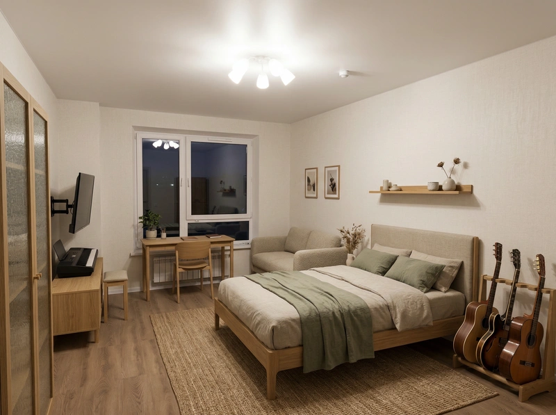 Дизайн детской в стиле Japandi — фото интерьера от нейросети RoomGPT