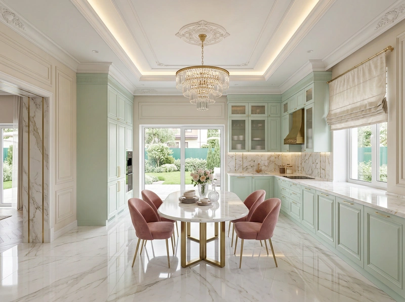 Дизайн интерьера в стиле Неоклассика — Кухня от нейросети RoomGPT