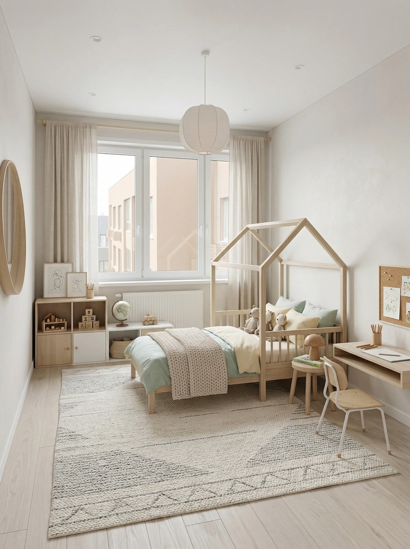 Дизайн детской в стиле Сканди — фото интерьера от нейросети RoomGPT