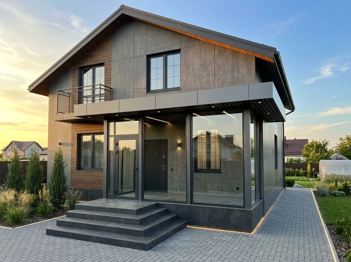 Дизайн фасада в стиле Хай-тек — Фасад от нейросети RoomGPT