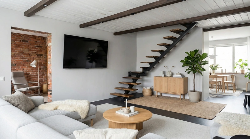 Дизайн интерьера в стиле Сканди — Гостиная от нейросети RoomGPT