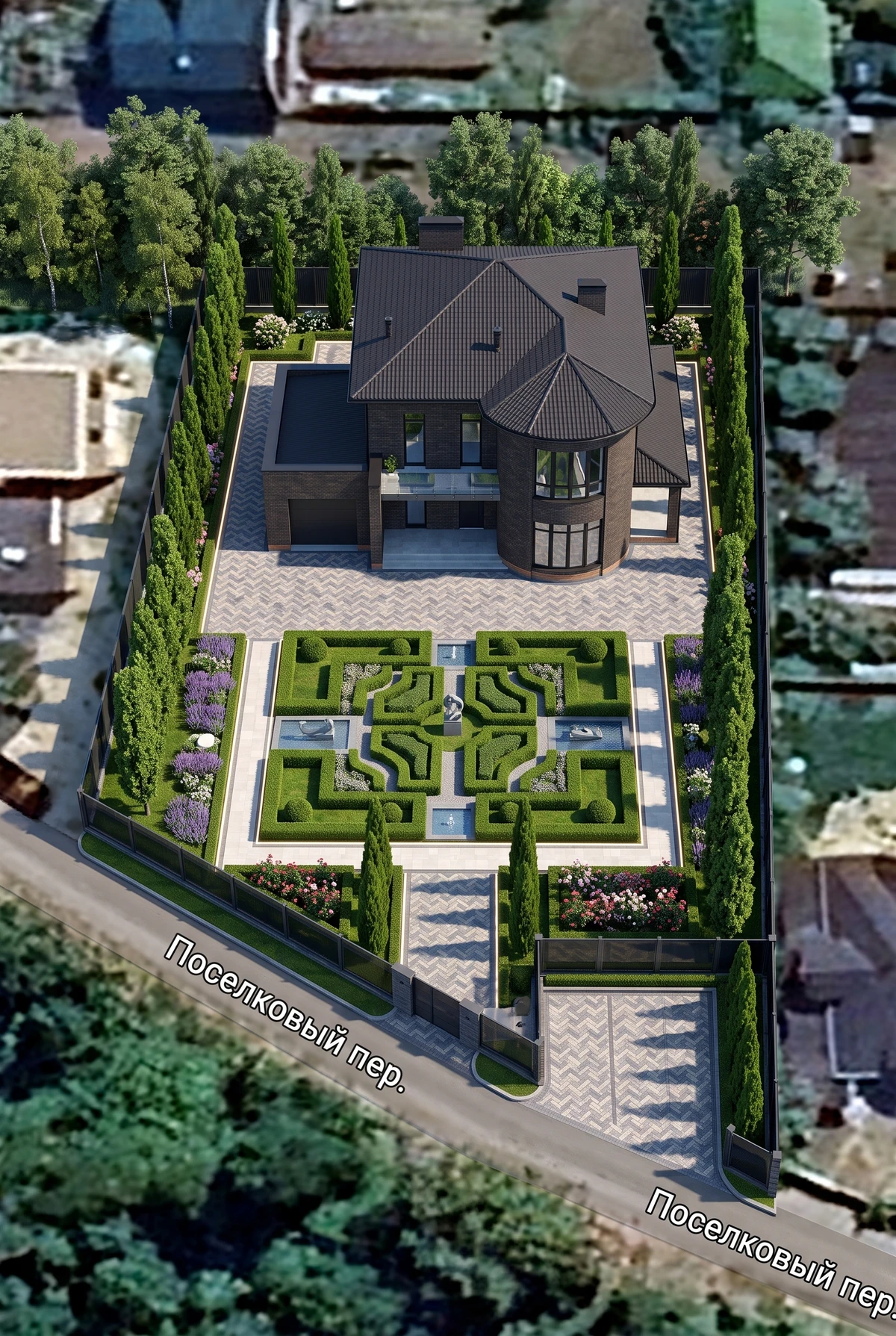 Дизайн участка в стиле Классика — фото участка от нейросети RoomGPT