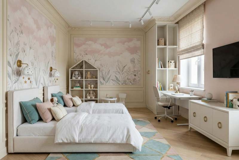 Дизайн детской в стиле Классика — фото интерьера от нейросети RoomGPT