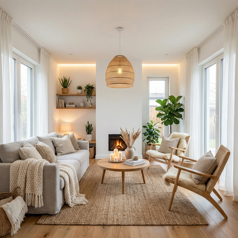 Дизайн интерьера в стиле Хюгге — Гостиная от нейросети RoomGPT