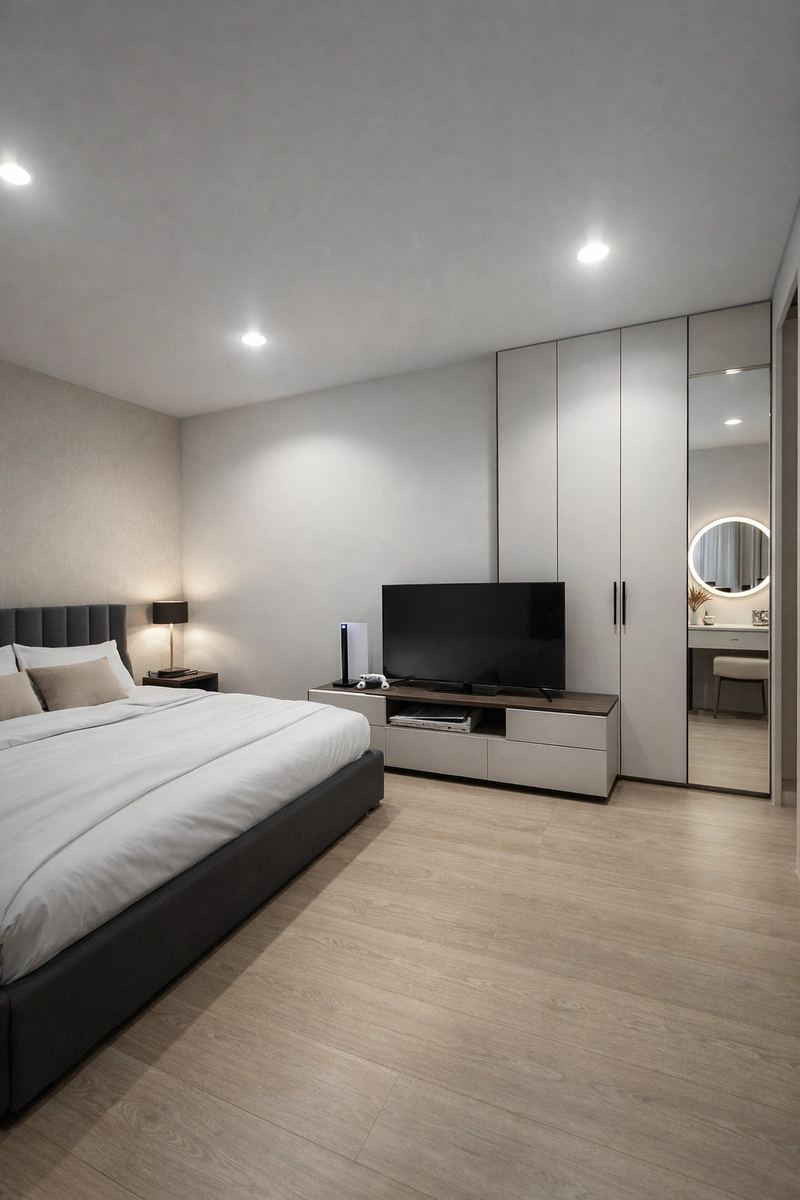 Дизайн спальни в стиле Минимализм — фото интерьера от нейросети RoomGPT