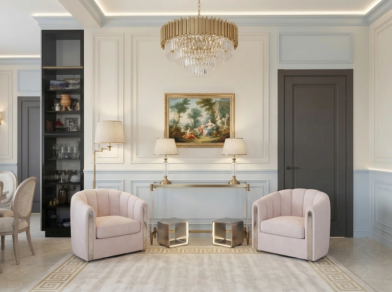 Дизайн интерьера в стиле Неоклассика — Гостиная от нейросети RoomGPT