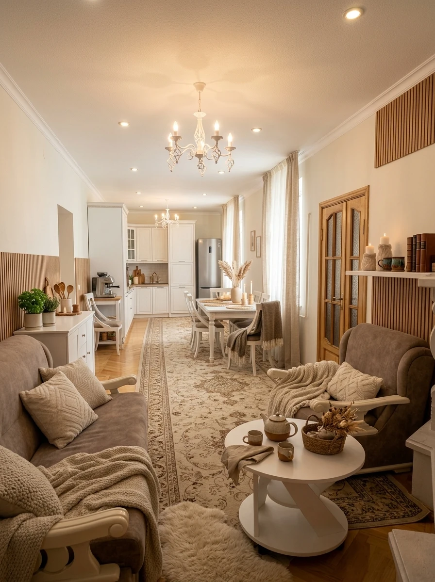 Дизайн кухни в стиле Хюгге — фото интерьера от нейросети RoomGPT