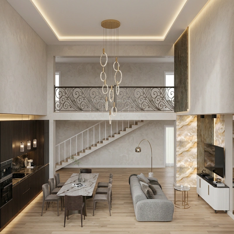 Дизайн гостиной в стиле Контемпорари — фото интерьера от нейросети RoomGPT