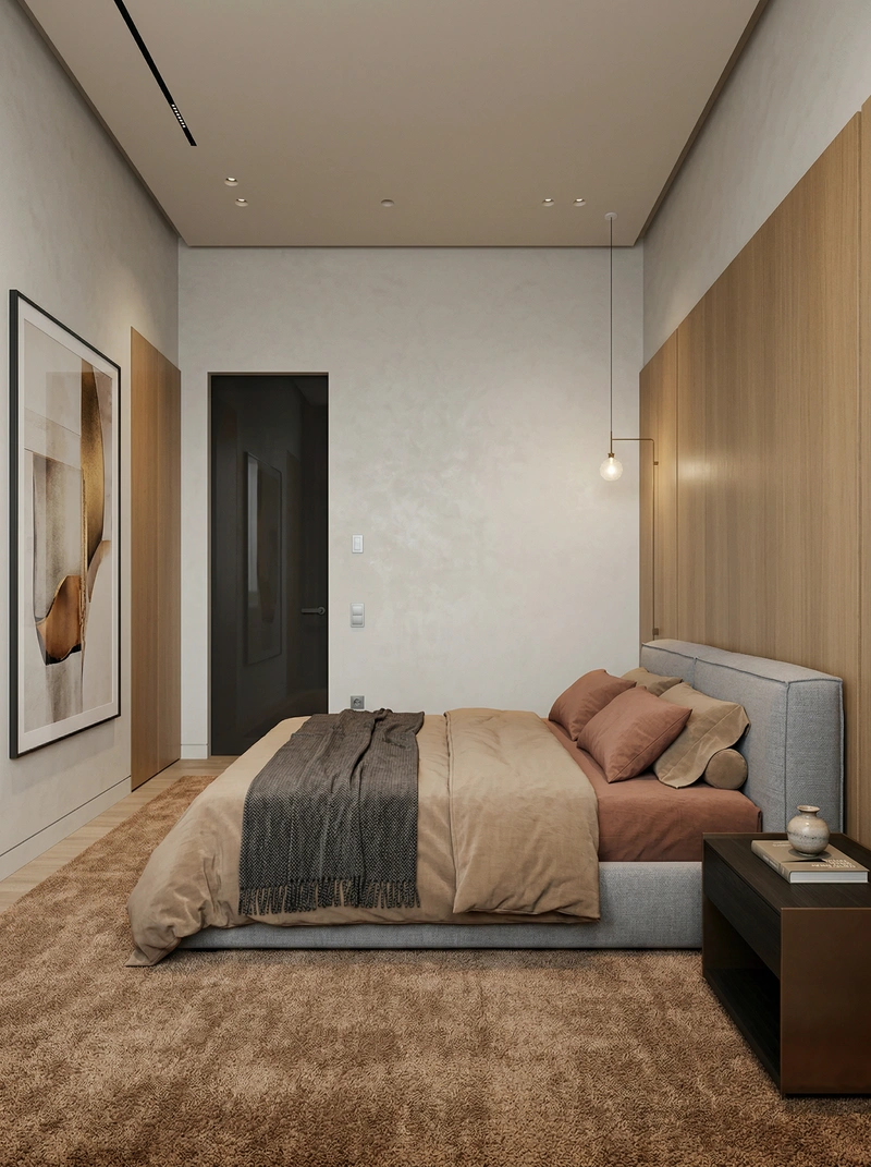 Дизайн интерьера в стиле Контемпорари — Спальня от нейросети RoomGPT