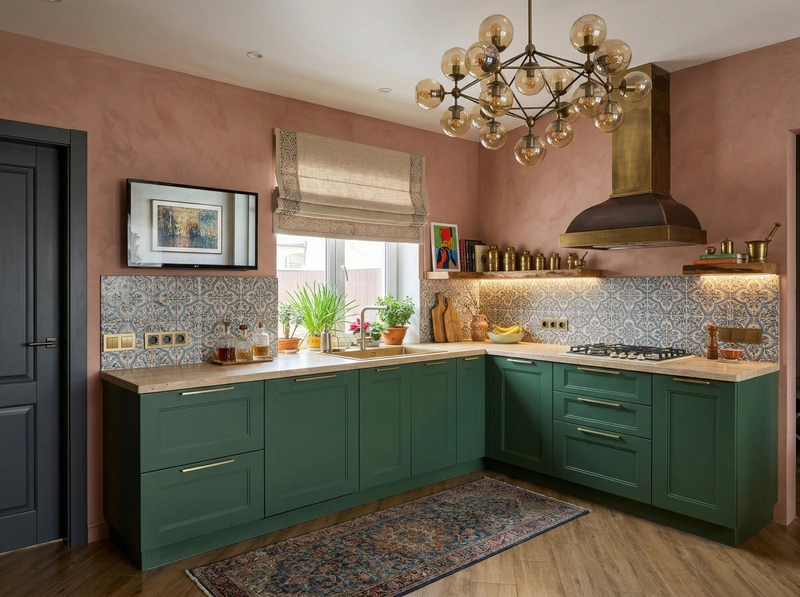 Дизайн кухни в стиле Эклектика — фото интерьера от нейросети RoomGPT