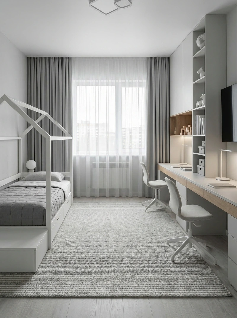 Дизайн детской в стиле Минимализм — фото интерьера от нейросети RoomGPT