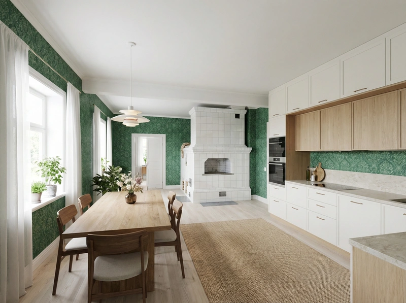 Дизайн кухни в стиле Сканди — фото интерьера от нейросети RoomGPT