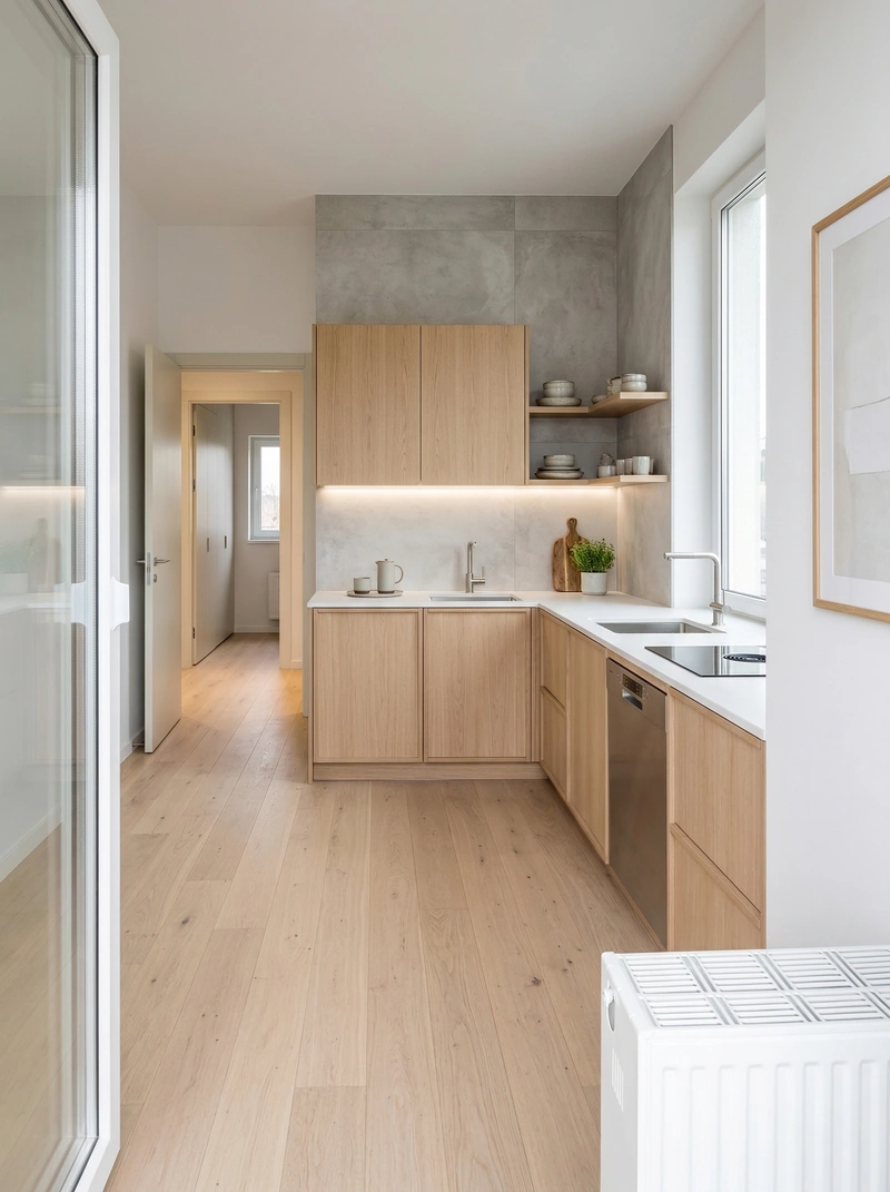 Дизайн кухни в стиле Сканди — фото интерьера от нейросети RoomGPT