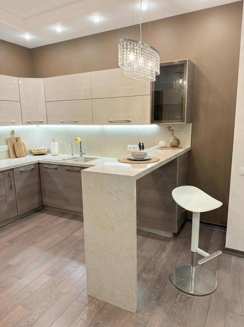 Дизайн кухни в стиле Japandi — фото интерьера от нейросети RoomGPT