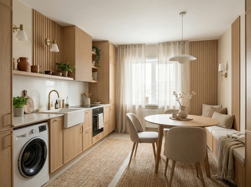 Дизайн интерьера в стиле Хюгге — Кухня от нейросети RoomGPT