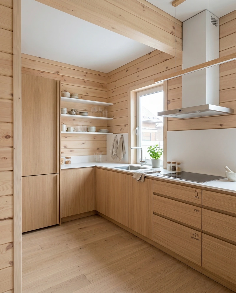 Дизайн кухни в стиле Сканди — фото интерьера от нейросети RoomGPT