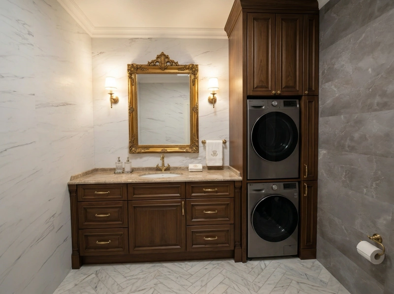 Дизайн ванной в стиле Классика — фото интерьера от нейросети RoomGPT