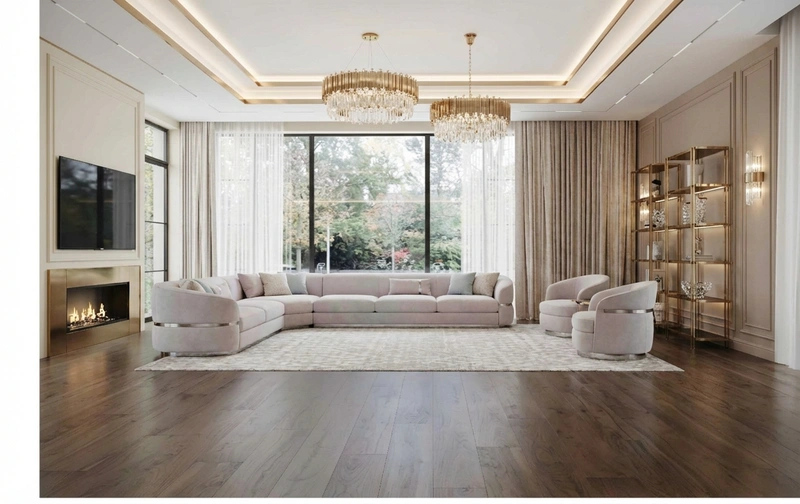 Дизайн интерьера в стиле Неоклассика — Гостиная от нейросети RoomGPT