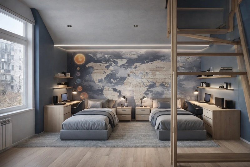 Дизайн детской в стиле Минимализм — фото интерьера от нейросети RoomGPT