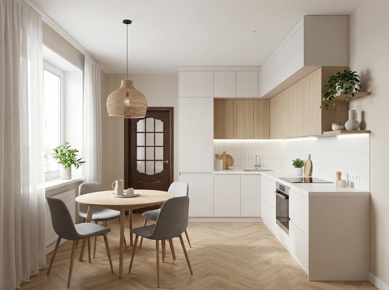Дизайн интерьера в стиле Сканди — Кухня от нейросети RoomGPT