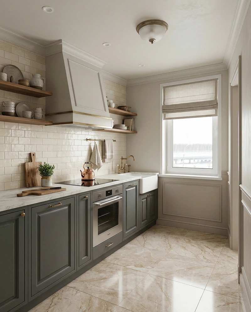 Дизайн кухни в стиле Классика — фото интерьера от нейросети RoomGPT