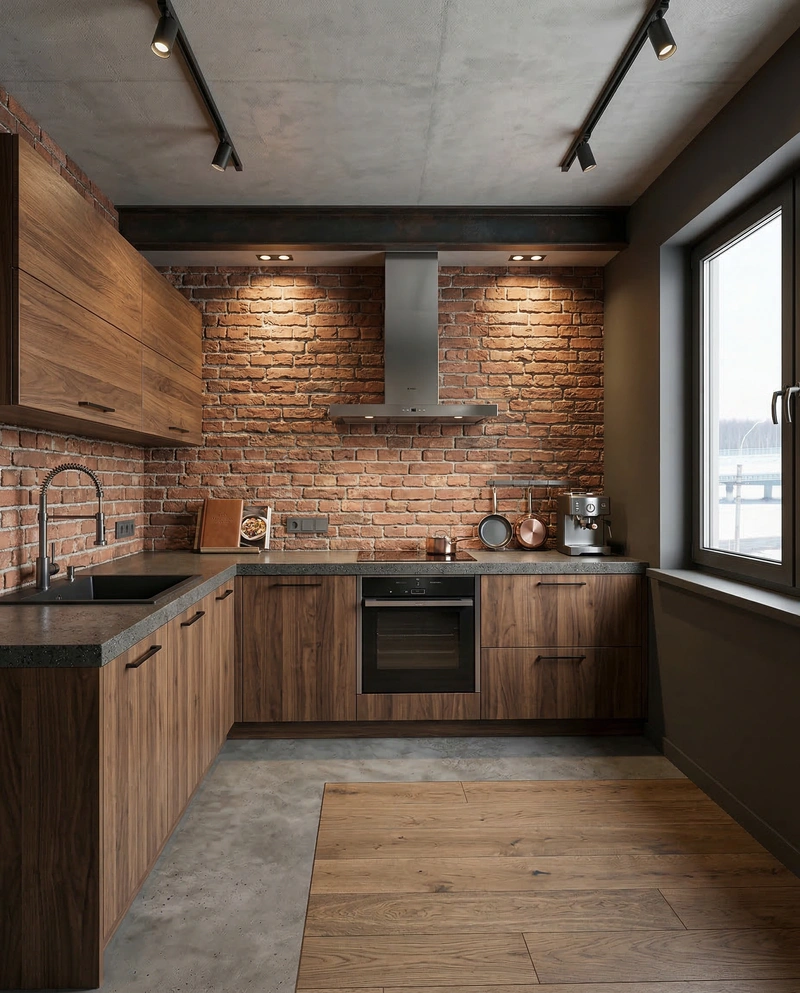 Дизайн кухни в стиле Лофт — фото интерьера от нейросети RoomGPT