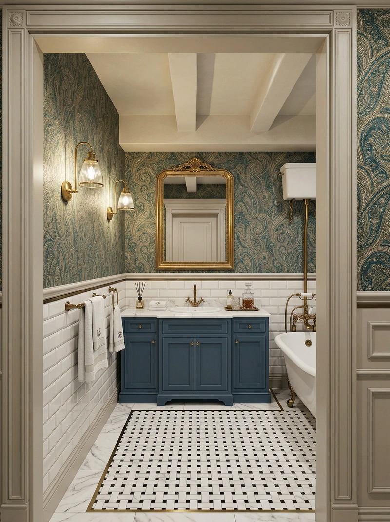 Дизайн интерьера в стиле Классика — Ванная от нейросети RoomGPT