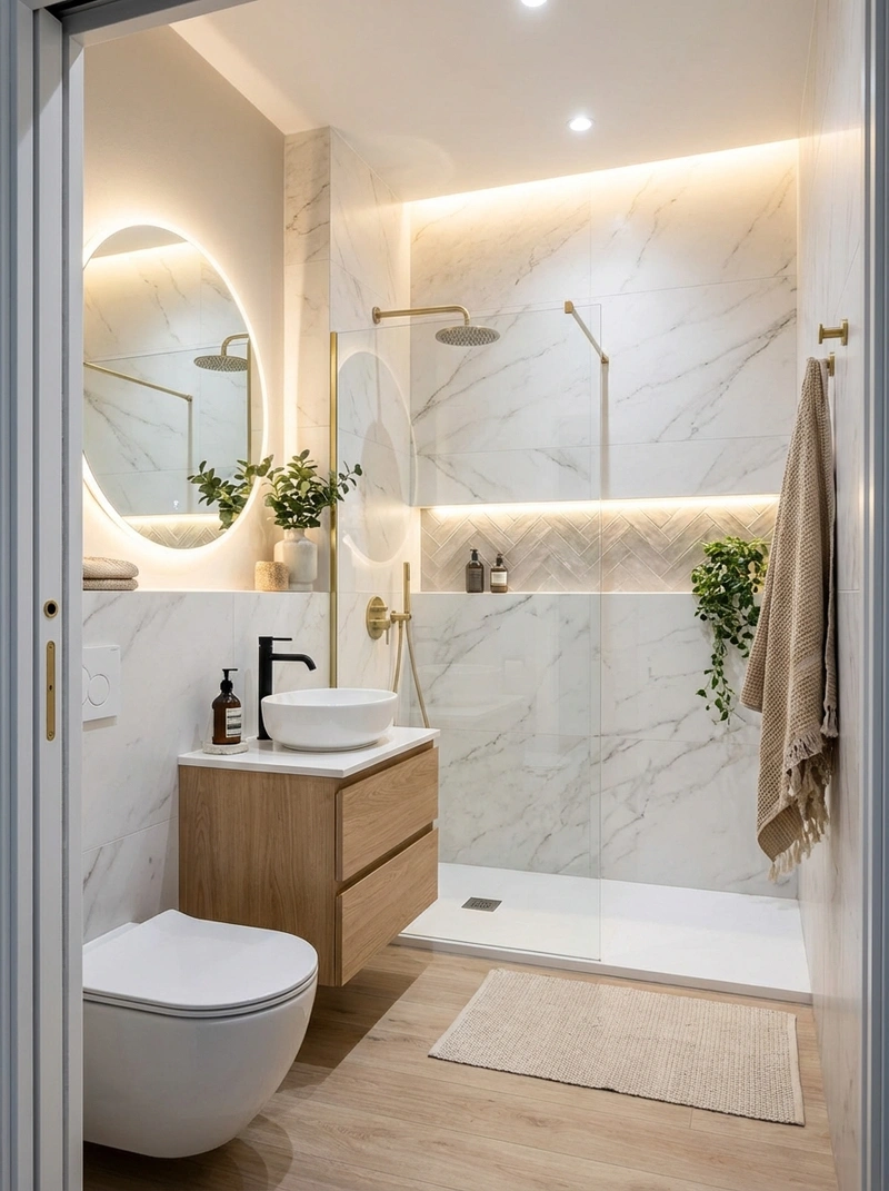 Дизайн интерьера в стиле Сканди — Ванная от нейросети RoomGPT