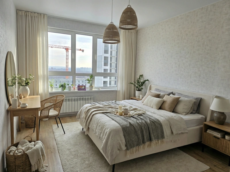 Дизайн интерьера в стиле Хюгге — Спальня от нейросети RoomGPT