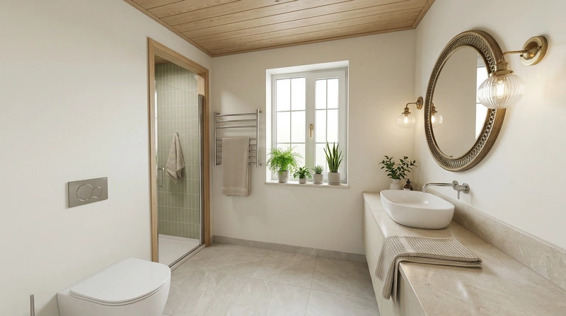 Дизайн ванной в стиле Сканди — фото интерьера от нейросети RoomGPT