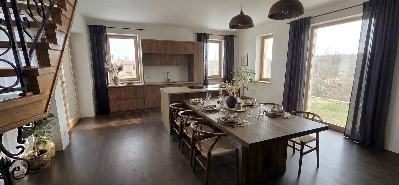 Дизайн кухни в стиле Japandi — фото интерьера от нейросети RoomGPT