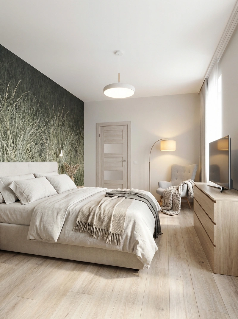 Дизайн интерьера в стиле Сканди — Спальня от нейросети RoomGPT