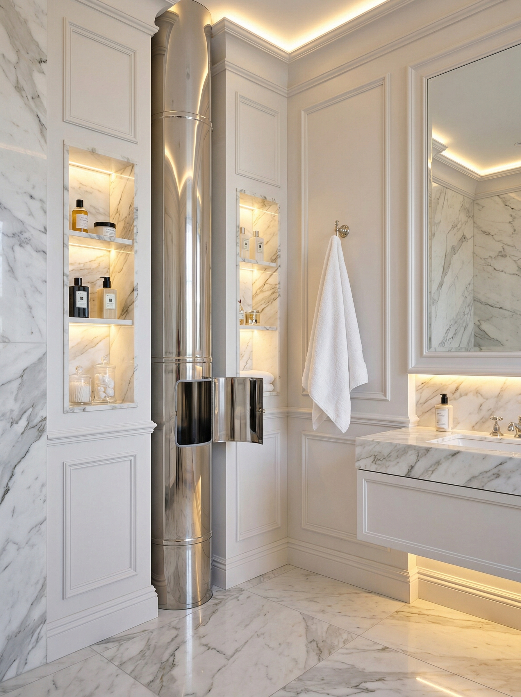 Дизайн ванной в стиле Классика — фото интерьера от нейросети RoomGPT