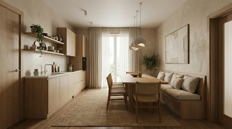 Дизайн кухни в стиле Japandi — фото интерьера от нейросети RoomGPT