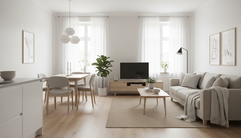 Дизайн интерьера в стиле Хюгге — Гостиная от нейросети RoomGPT