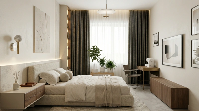 Дизайн спальни в стиле Минимализм — фото интерьера от нейросети RoomGPT