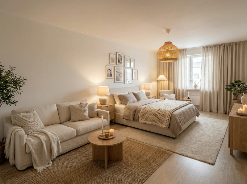 Дизайн интерьера в стиле Хюгге — Спальня от нейросети RoomGPT