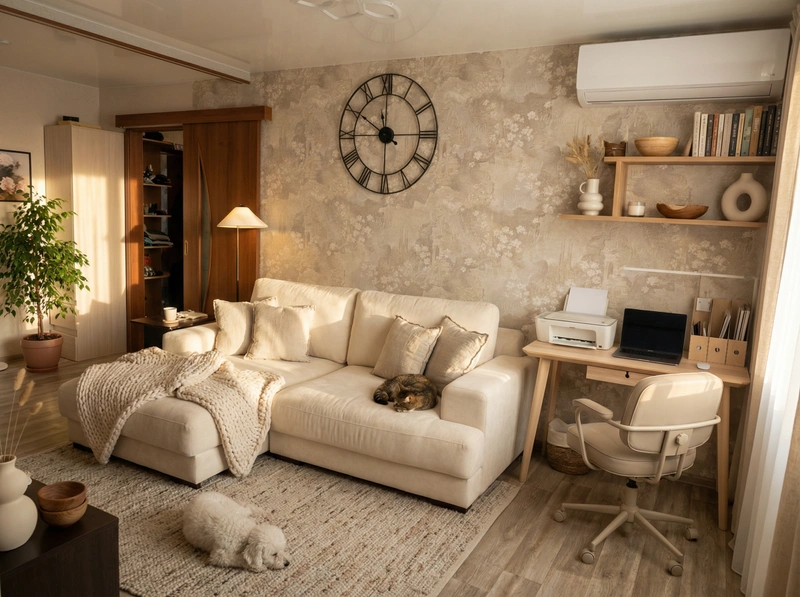 Дизайн интерьера в стиле Хюгге — Гостиная от нейросети RoomGPT