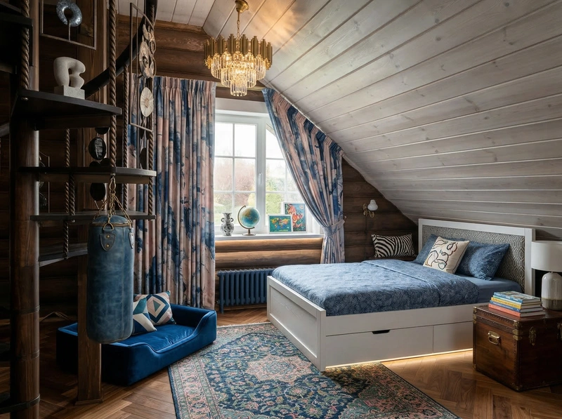 Дизайн детской в стиле Эклектика — фото интерьера от нейросети RoomGPT