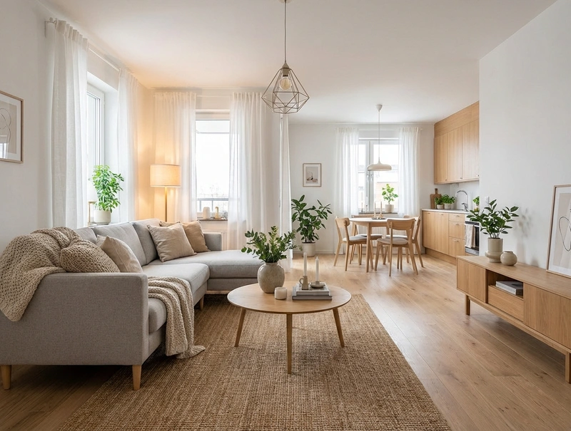 Дизайн интерьера в стиле Хюгге — Гостиная от нейросети RoomGPT