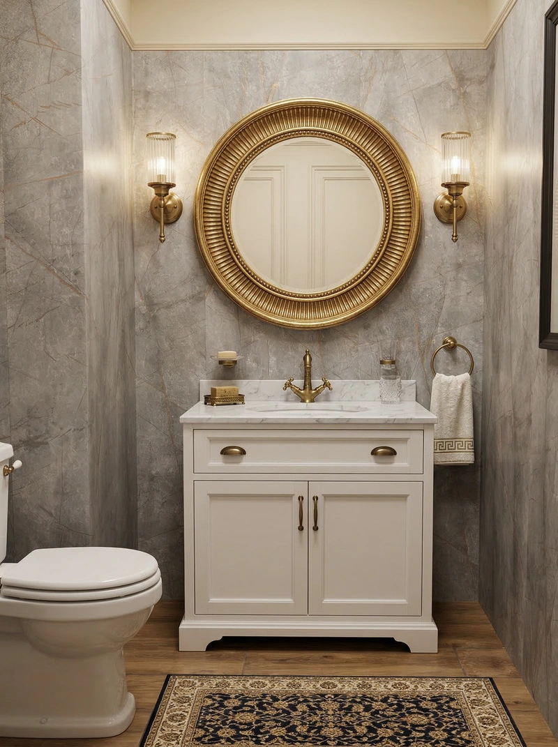 Дизайн ванной в стиле Классика — фото интерьера от нейросети RoomGPT