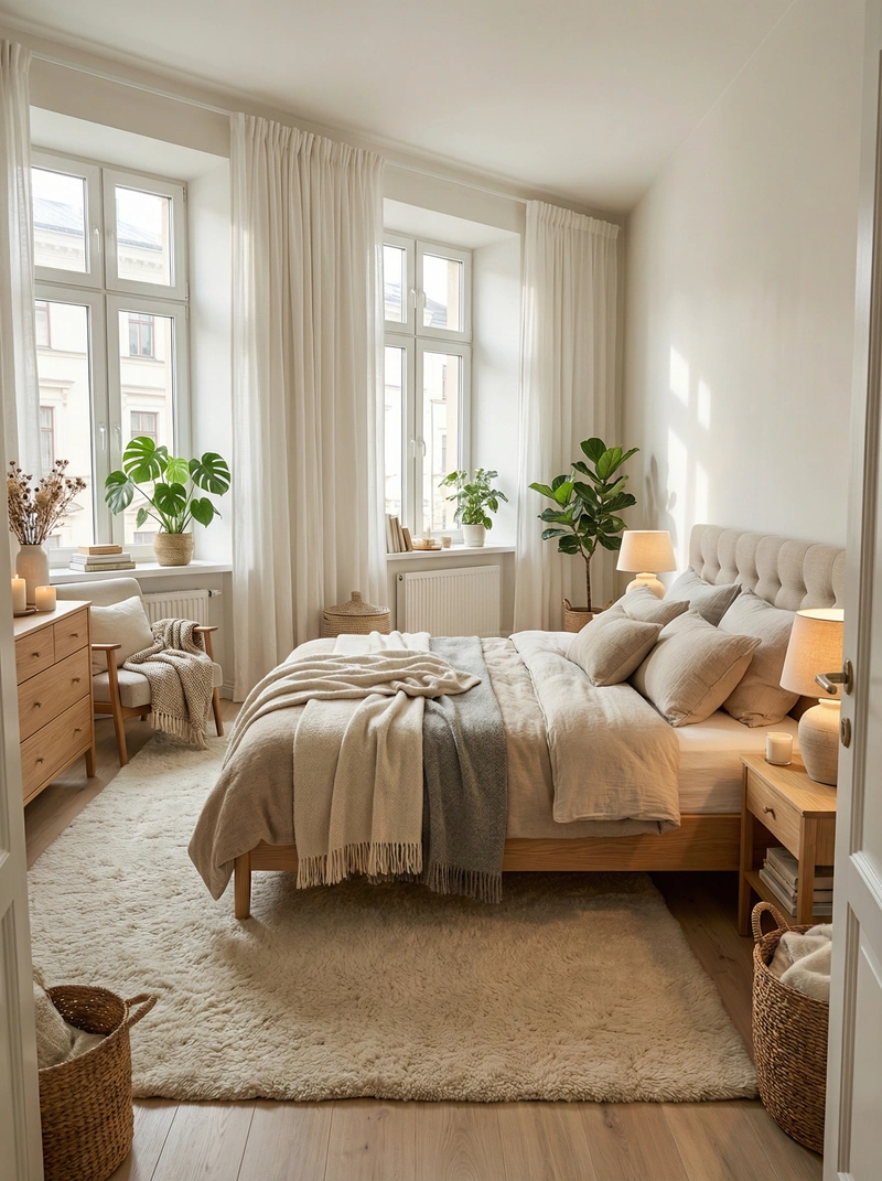Дизайн интерьера в стиле Хюгге — Спальня от нейросети RoomGPT