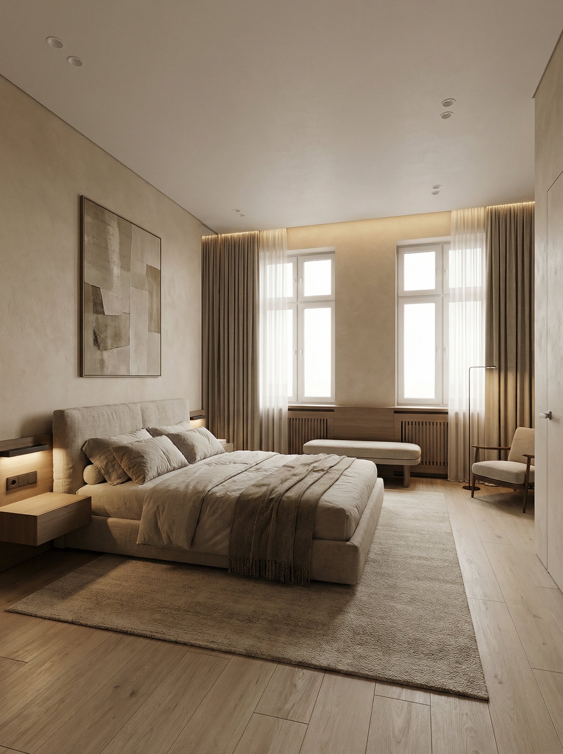 Дизайн спальни в стиле Минимализм — фото интерьера от нейросети RoomGPT