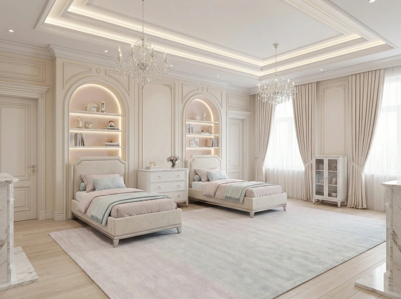 Дизайн детской в стиле Классика — фото интерьера от нейросети RoomGPT